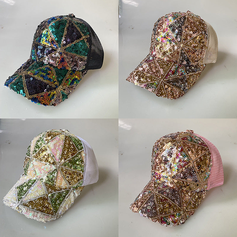 Fashion Outdoor Breathable Mesh Sequined Cap Image 2