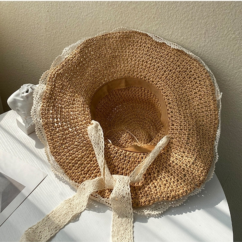 Hollow Lace Womens Small Fresh Straw Hat Image 4