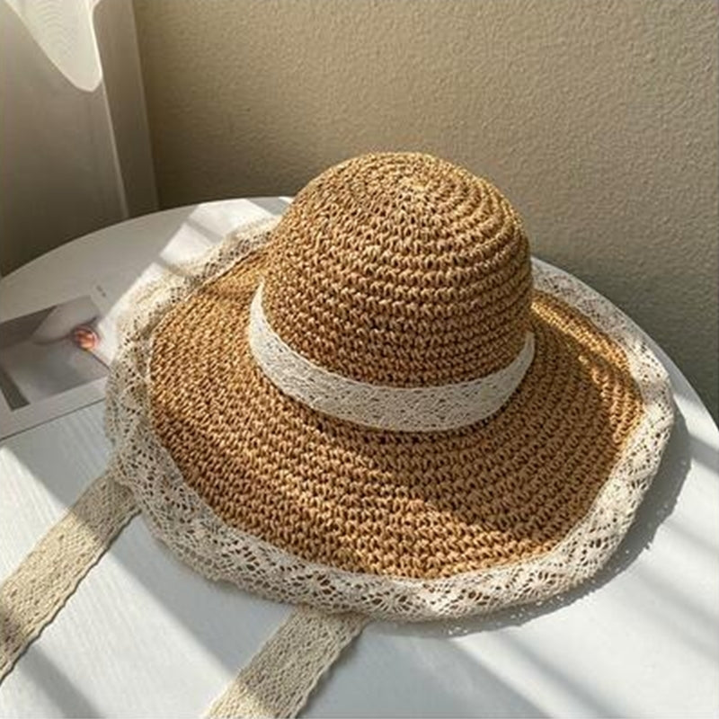 Hollow Lace Womens Small Fresh Straw Hat Image 6