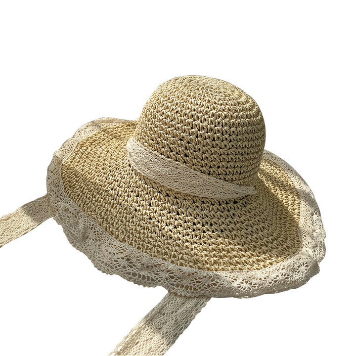 Hollow Lace Womens Small Fresh Straw Hat Image 1