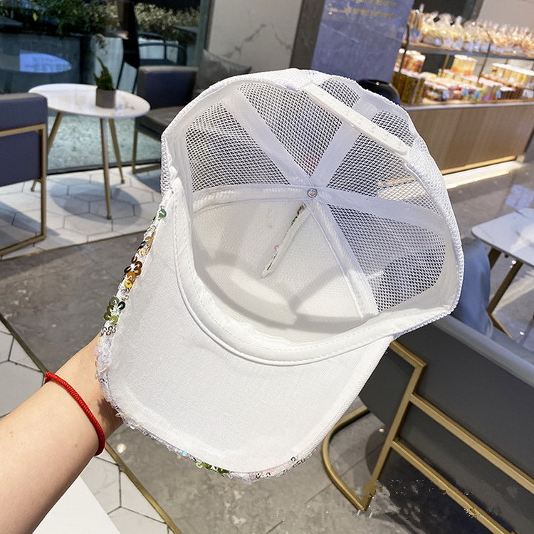 Fashion Outdoor Breathable Mesh Sequined Cap Image 4