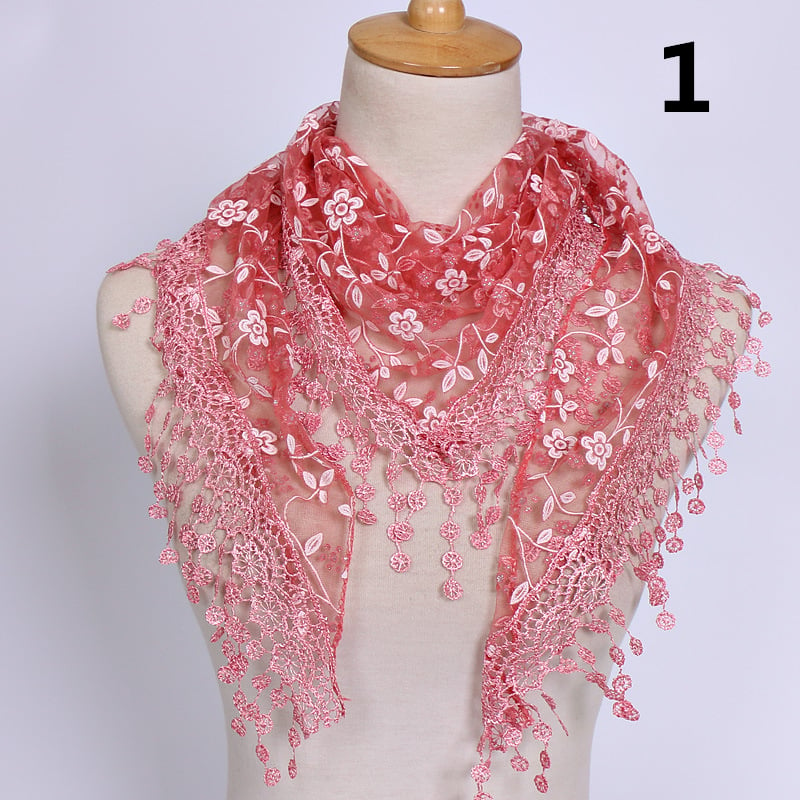 Lace Hollow Ladies Triangle Scarf Image 1