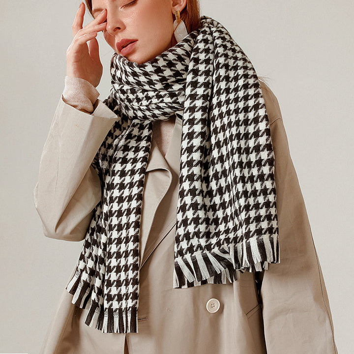 Houndstooth Scarf Unisex Keeps Warm Image 3