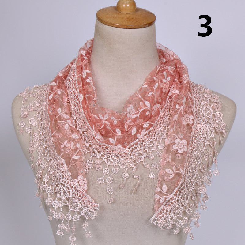 Lace Hollow Ladies Triangle Scarf Image 4