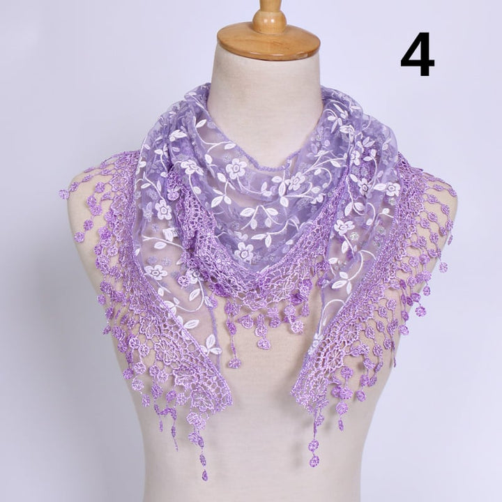 Lace Hollow Ladies Triangle Scarf Image 1