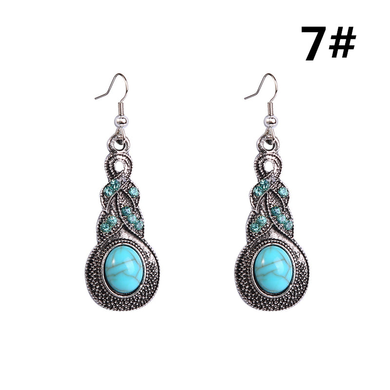 Bohemian Turquoise Ethnic Vintage Earrings Image 2