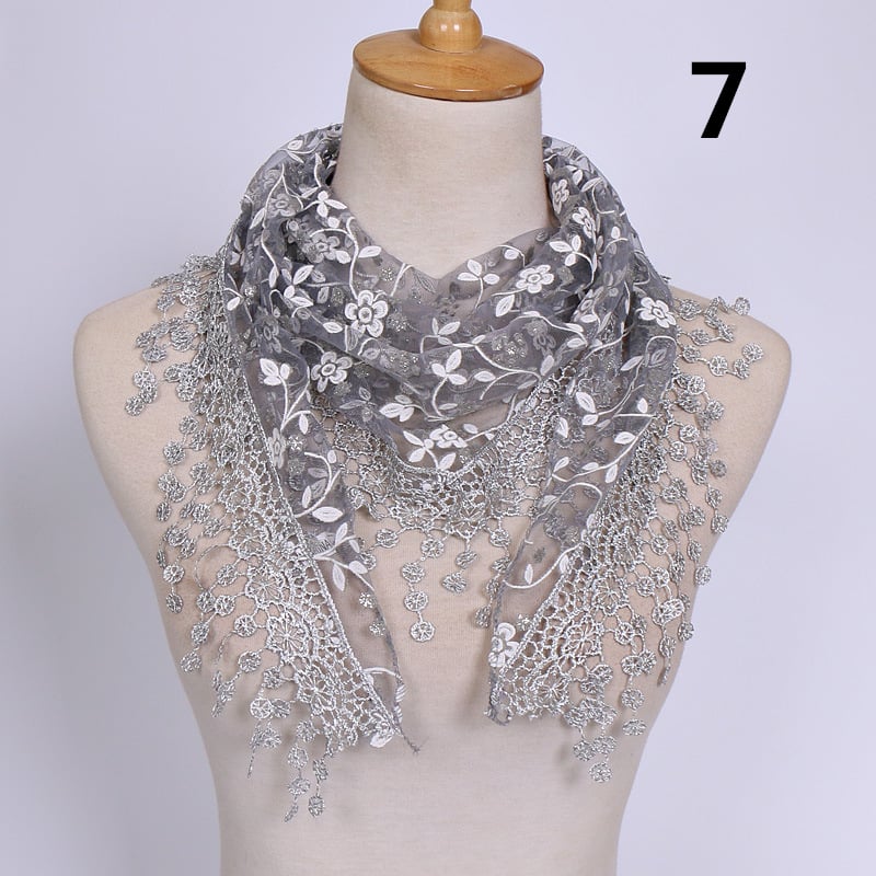 Lace Hollow Ladies Triangle Scarf Image 1