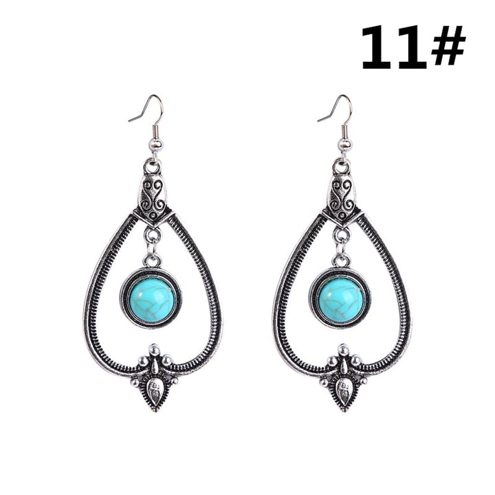 Bohemian Turquoise Ethnic Vintage Earrings Image 1