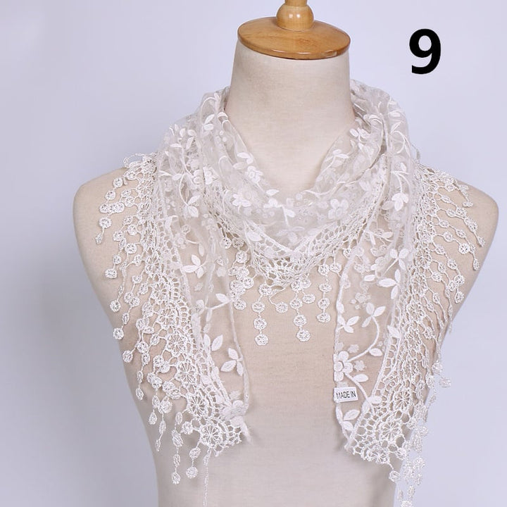 Lace Hollow Ladies Triangle Scarf Image 1