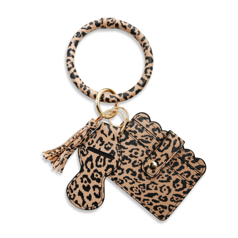 Pu Card Holder Id Bag Bracelet Key Ring Image 4