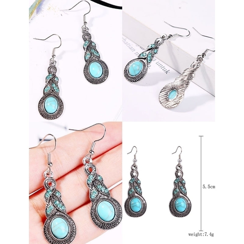 Bohemian Turquoise Ethnic Vintage Earrings Image 11