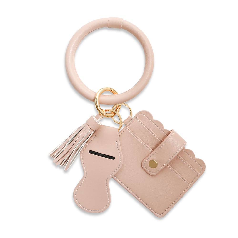 Pu Card Holder Id Bag Bracelet Key Ring Image 1