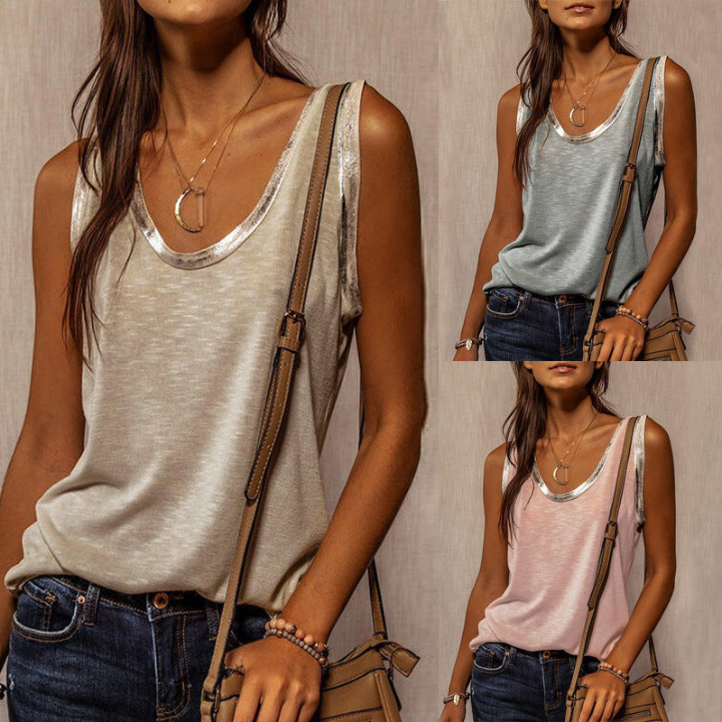 Contrasting Tie Loose Vest Sleeveless T-shirt Image 1