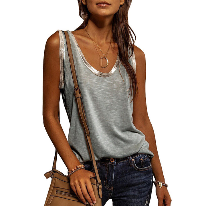 Contrasting Tie Loose Vest Sleeveless T-shirt Image 3