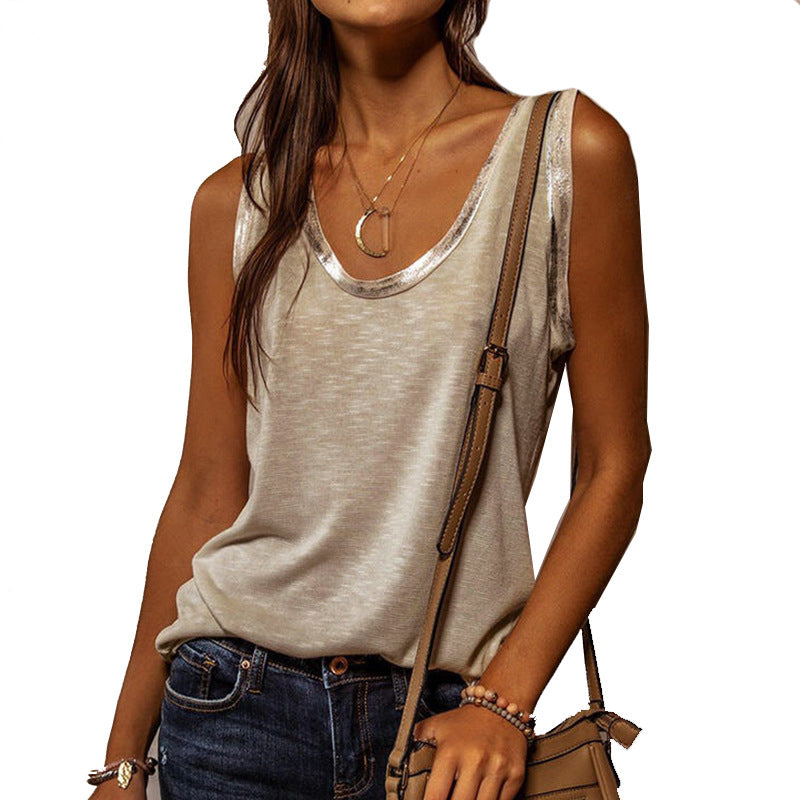 Contrasting Tie Loose Vest Sleeveless T-shirt Image 8