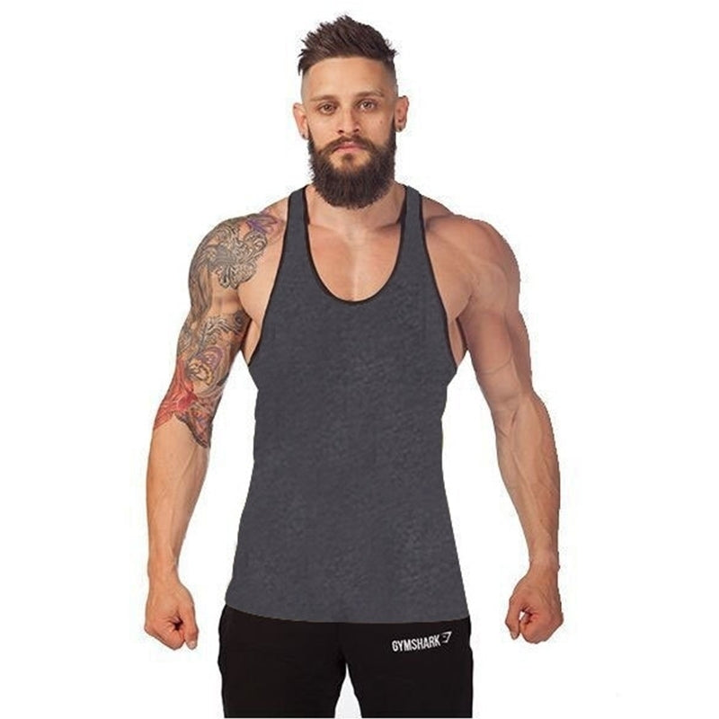 Mens Black Band I-shaped Fitness Vest Image 3