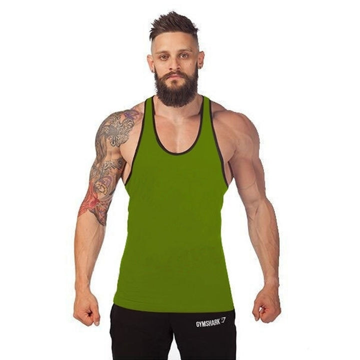 Mens Black Band I-shaped Fitness Vest Image 7