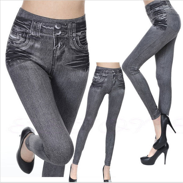 Real Pocket Corset Imitation Denim Leggings Image 4