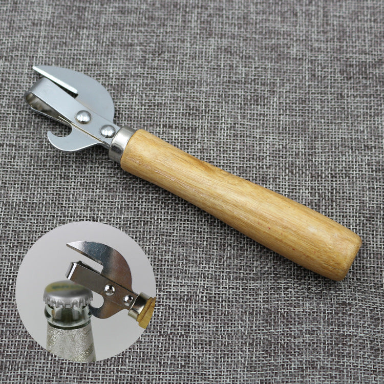 Multi-purpose Beer Bottle Opener With Wooden Handle Image 2