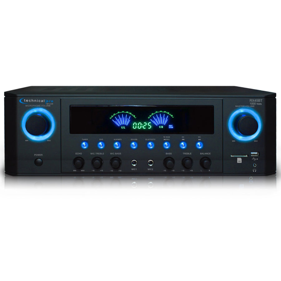 Technical Pro Professional 1000 Watts Receiver with USB SD Card Inputs2 Mic InputsRecorderand Wireless Remote Image 1