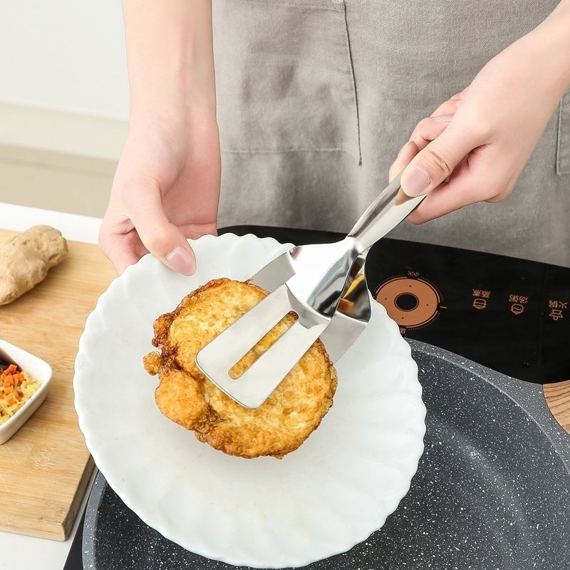 Kitchen Stainless Steel Food Frying Spatula Clamp Image 2