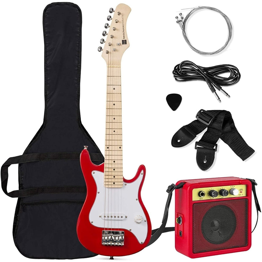 Electric Guitar Beginner Starter Kit with 5W Amplifier Strap Case Strings Picks - Red Image 1