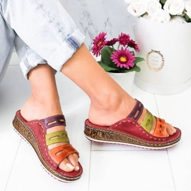 Women Casual Summer Color Comfy Low Heel Wedge Sandals Image 6