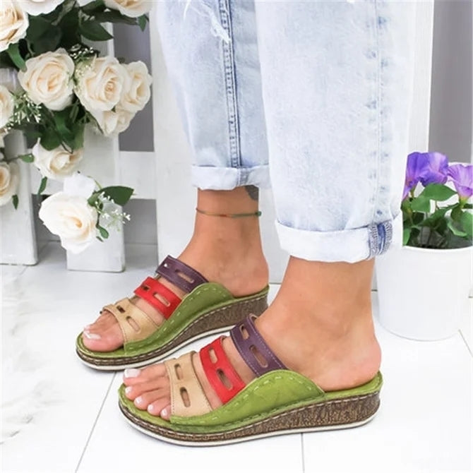 Women Casual Summer Color Comfy Low Heel Wedge Sandals Image 7