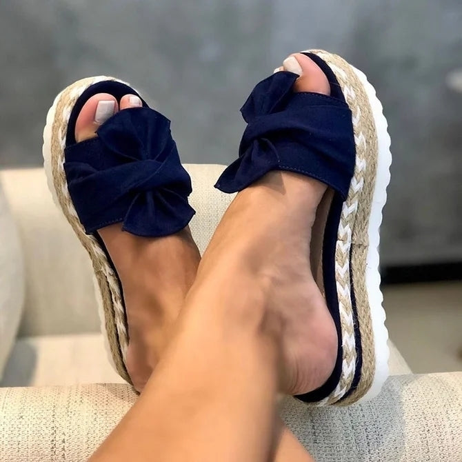 Women Casual Daily Comfy Bowknot Slip On Sandals Image 2