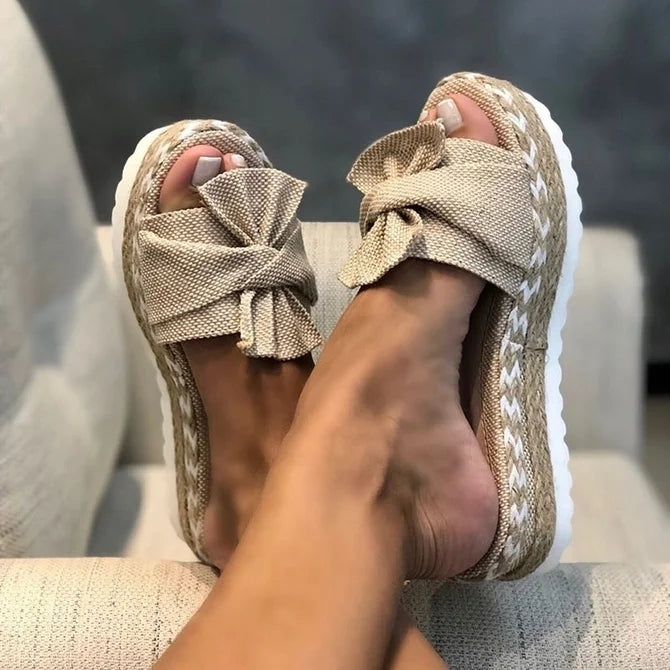 Women Casual Daily Comfy Bowknot Slip On Sandals Image 4