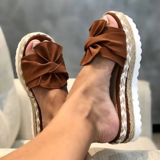 Women Casual Daily Comfy Bowknot Slip On Sandals Image 4