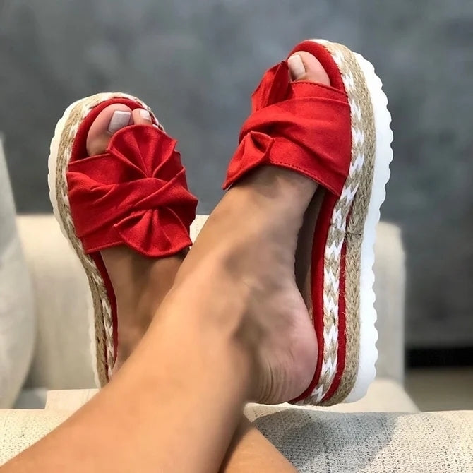 Women Casual Daily Comfy Bowknot Slip On Sandals Image 6