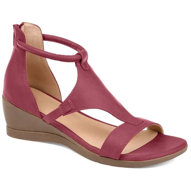 Women Casual Leather Comfy Wedge Sandals Image 7