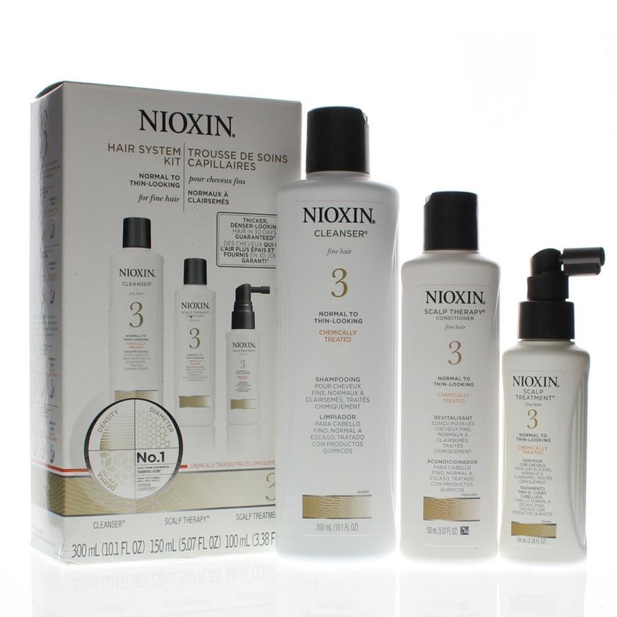 Nioxin Hair System Kit 3 Cleanser 10oz Therapy 5oz and Treatment 3.3oz Image 1