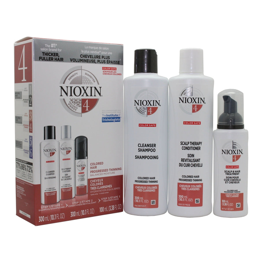 Nioxin System 4 Starter Kit-Cleanser 10oz Therapy 10oz and Treatment 3.3oz (3pc Set) Image 1