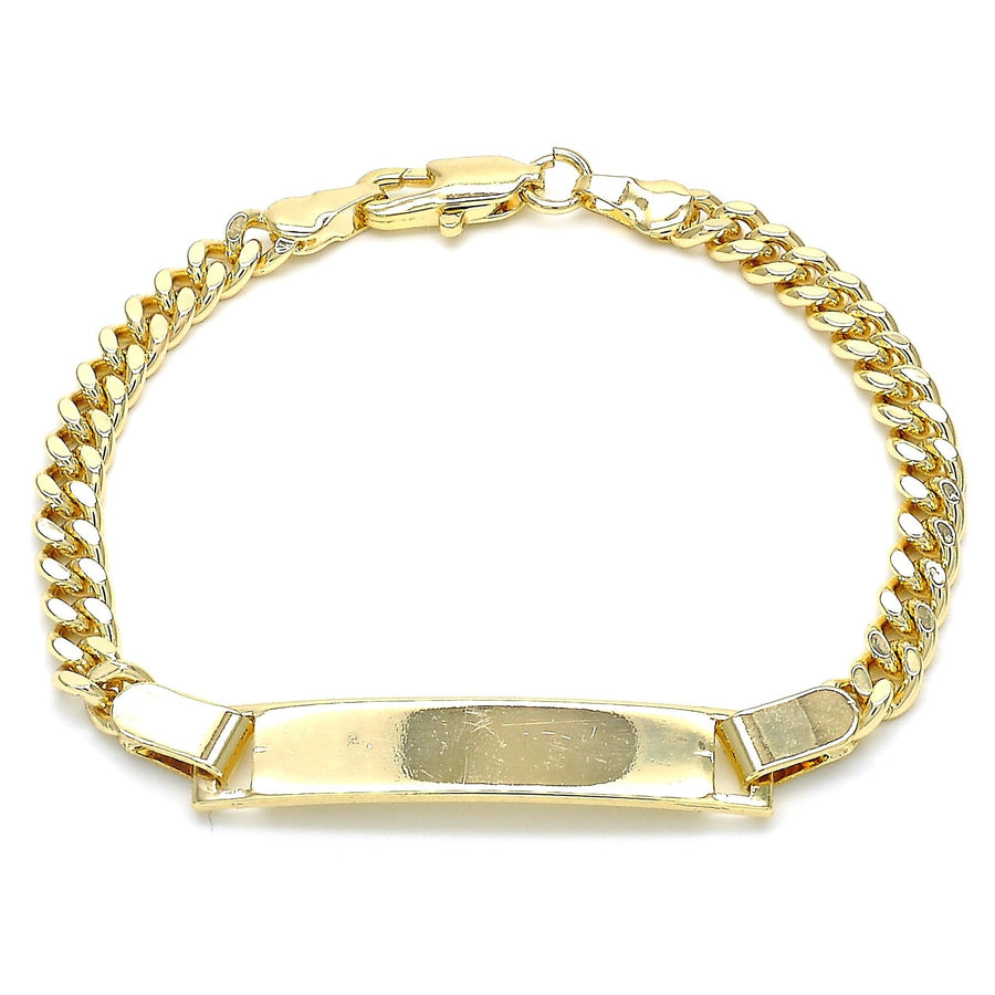 18K YELLOW Gold Filled High Polish Finsh Miami Cuban ID BRACELET 6 great gift Image 1