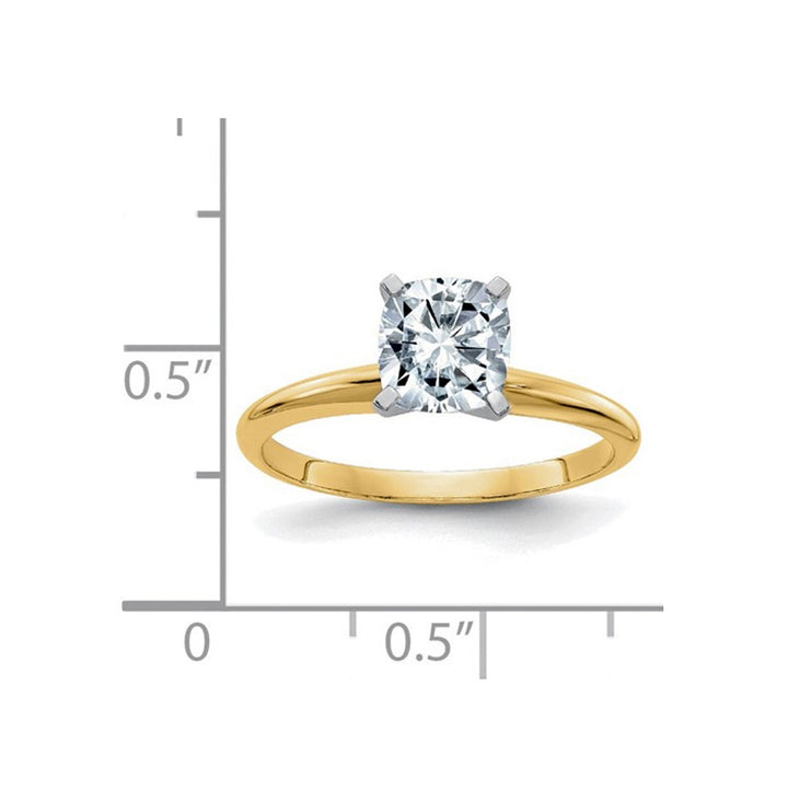 1.80 Carat (ctw 2.00 Ct. lookColor D-E-F) Cushion-Cut Synthetic Moissanite Solitaire Engagement Ring 14K Yellow Gold Image 2