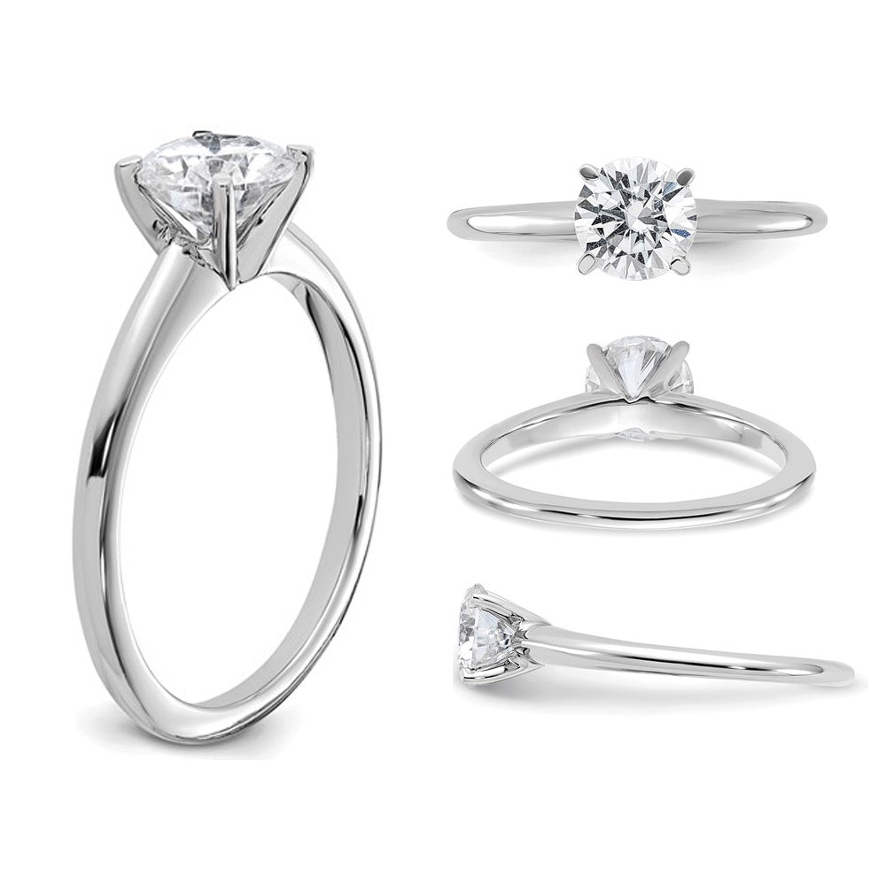 1.00 Carat (ctw Color-D-E-F) Synthetic Moissanite Solitaire Engagement Ring in 14K White Gold Image 2