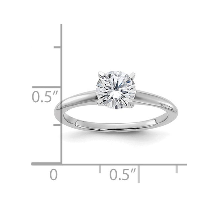 1.00 Carat (ctw Color-D-E-F) Synthetic Moissanite Solitaire Engagement Ring in 14K White Gold Image 3