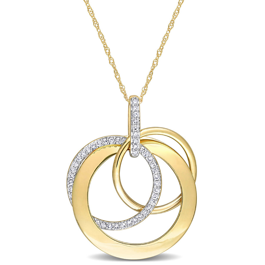 1/4 Carat (ctw) Circle Pendant Necklace in 14KYellow Gold with Chain Image 1