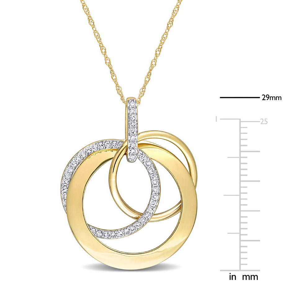 1/4 Carat (ctw) Circle Pendant Necklace in 14KYellow Gold with Chain Image 2