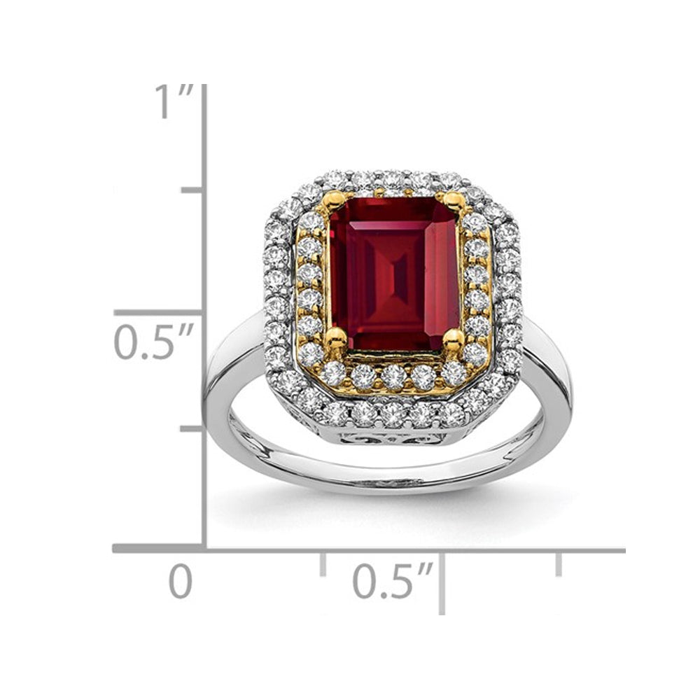 2.30 Carat (ctw) Lab-Created Ruby Engagement Ring in 14K White Gold with Lab Grown Diamonds Image 3