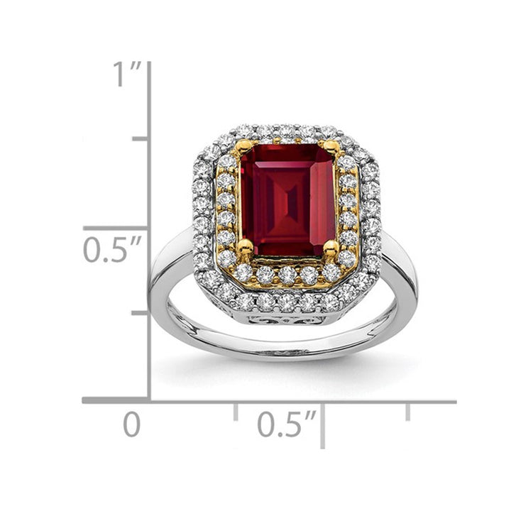 2.30 Carat (ctw) Lab-Created Ruby Engagement Ring in 14K White Gold with Lab Grown Diamonds Image 3