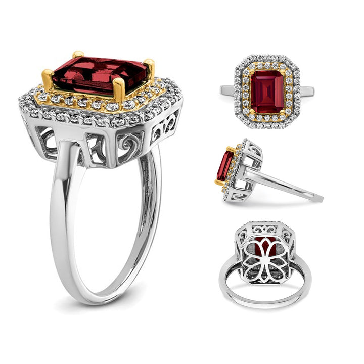 2.30 Carat (ctw) Lab-Created Ruby Engagement Ring in 14K White Gold with Lab Grown Diamonds Image 4