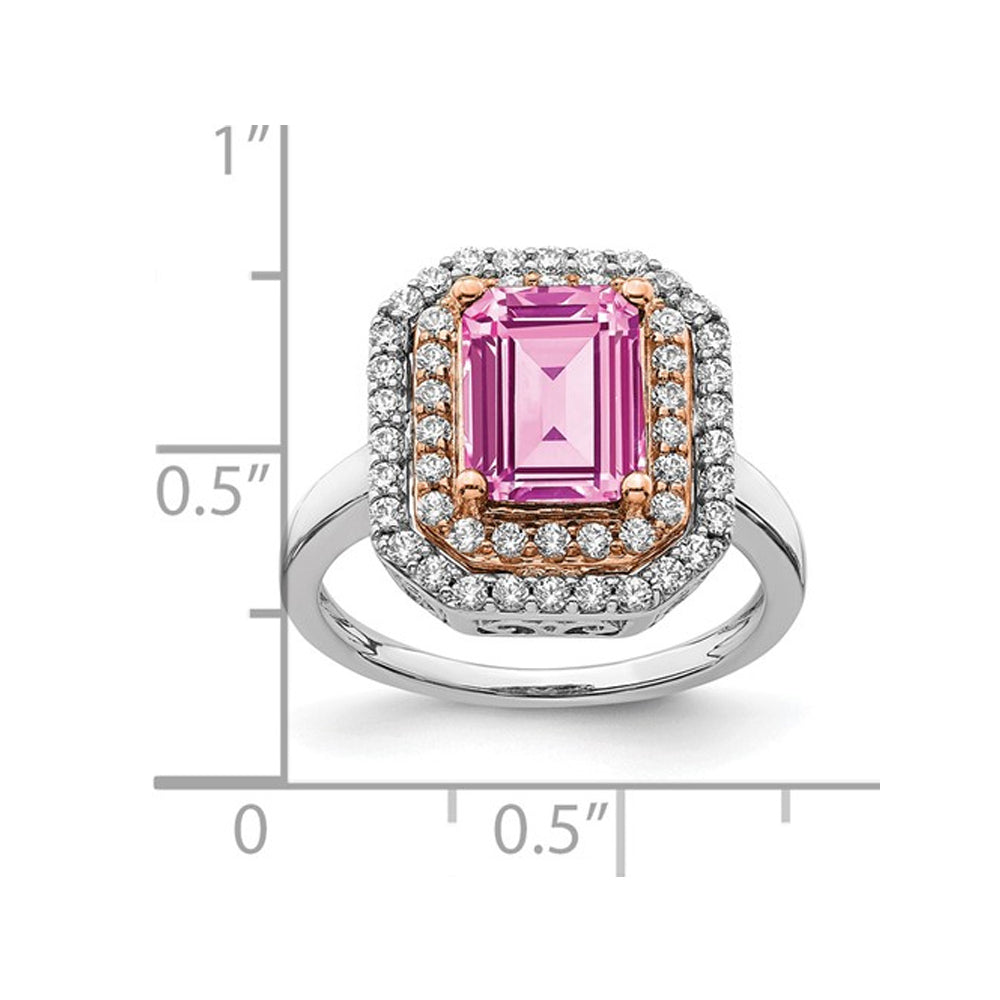 2.30 Carat (ctw) Lab-Created Pink Sapphire Engagement Ring in 14K White Gold with Lab Grown Diamonds (SIZE 7) Image 4