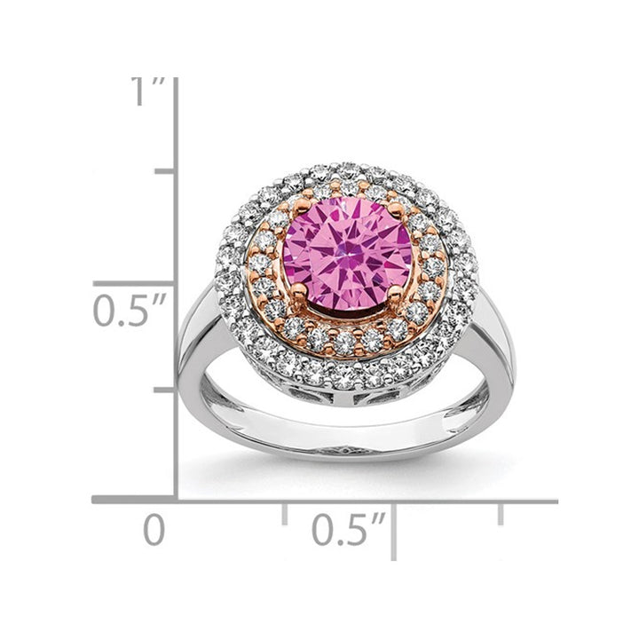 1.50 Carat (ctw) Lab-Created Pink Sapphire Halo Ring in 14K White Gold with Lab-Grown Diamonds Image 4