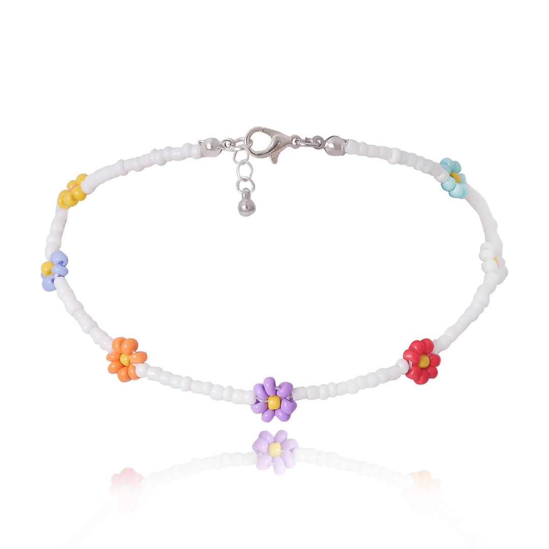 Minimalist Colorful Floral Daisy Seed Beaded Choker Necklace Image 7