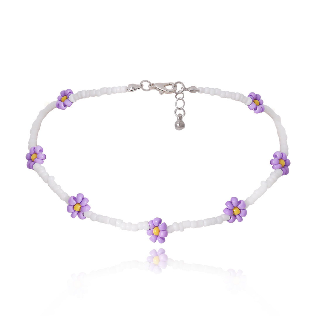 Minimalist Colorful Floral Daisy Seed Beaded Choker Necklace Image 8