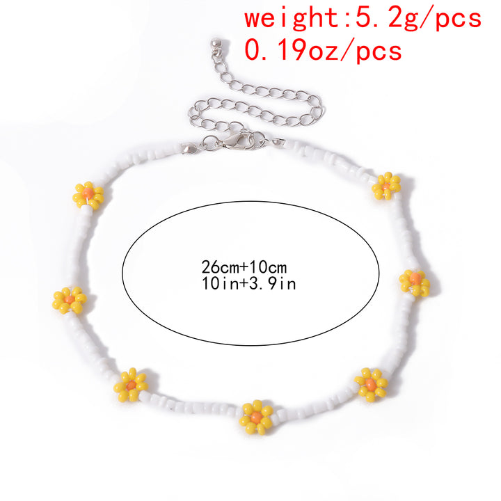 Minimalist Colorful Floral Daisy Seed Beaded Choker Necklace Image 12