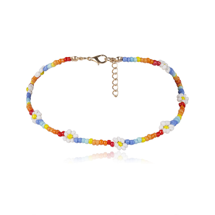 Daisy Flower Colorful Beaded Glass Choker Necklace Image 9